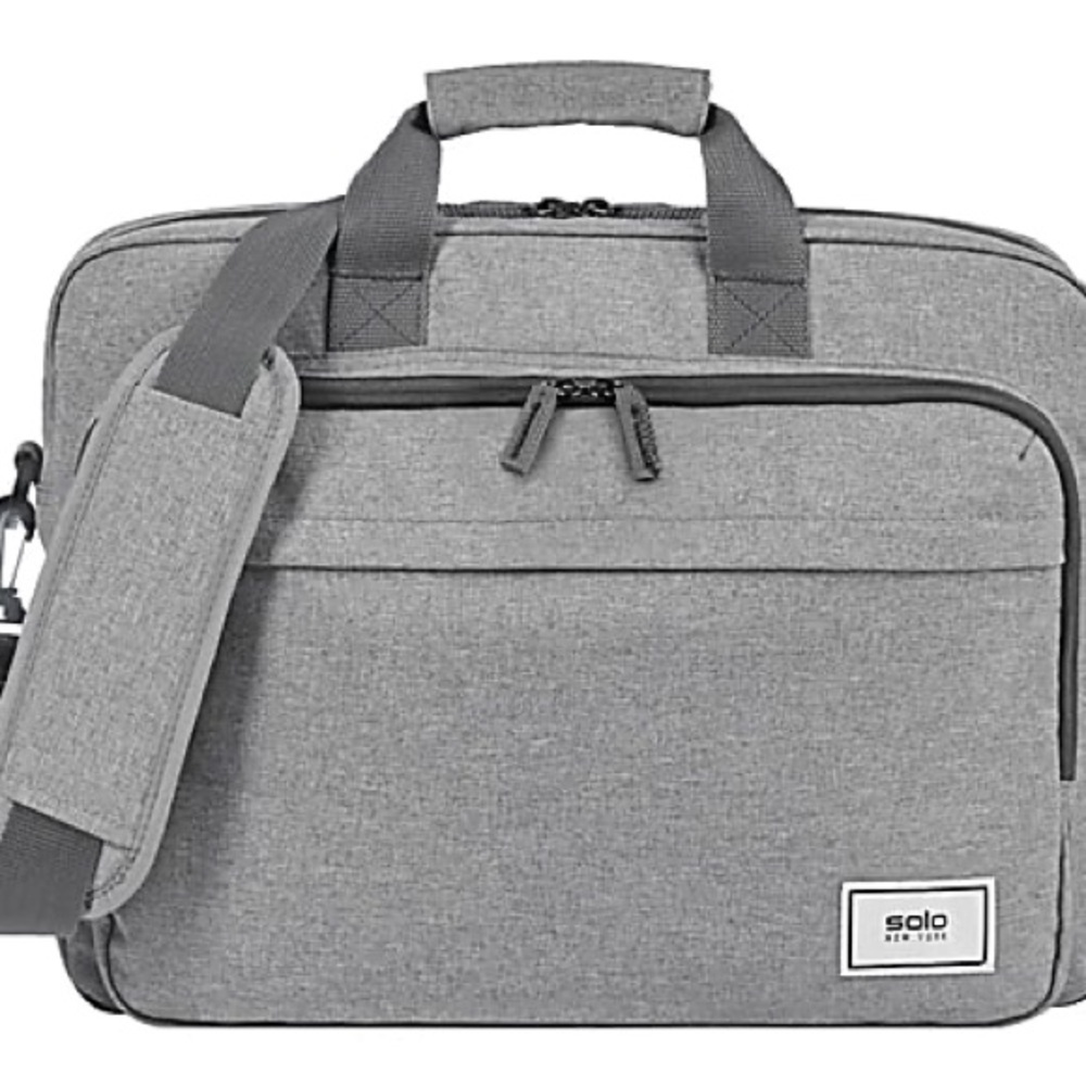 NWT Solo New York Briefcase With 15.6" Laptop Pocket, 60% Recycled, Gray